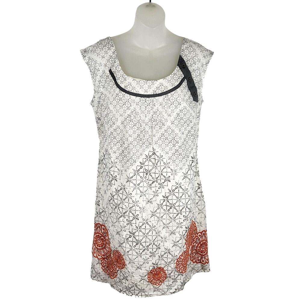 Anthropologie FLOREAT Geometric Embroidered Floral Print Cotton Dress 6 NWOT